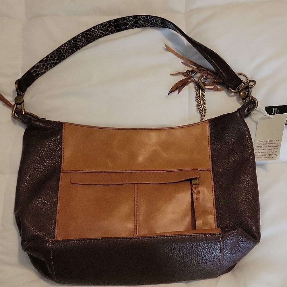 Two-Tone Leather Shoulder Bag